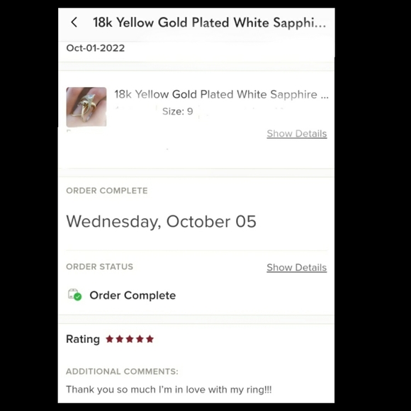 FIRM 18k Yellow Gold Plated White Sapphire Ring - Picture 6 of 6